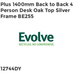 Plus 1400mm Back to Back 4 Peson Desk Oak Top Silve Fame BE255 - Evolve