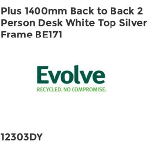 Plus 1400mm Back to Back 2 Peson Desk White Top Silve Fame BE171 - Evolve