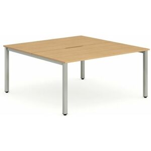 Plus 1400mm Back to Back 2 Peson Desk Beech Top Silve Fame BE173 - Evolve