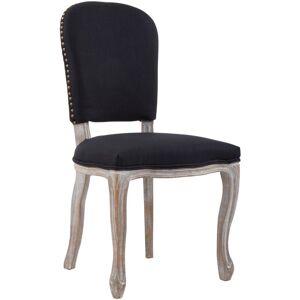 Premier Housewares Black Dining Chair/ Antique Finish Legs Chairs For Bedroom Light Upholstery Vintage Design With Padded Detail For Living Room / Dining Room 53 x 98 x