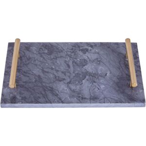 Premier Housewares - Black Marble Tray with Gold Effect Handles