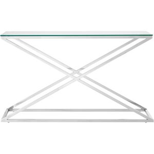 Clear Glass Console Table Long Console Table Criss Cross Legs Narrow Console Tables For Hallway Metal Console Table w130xd40xh75 - Premier Housewares