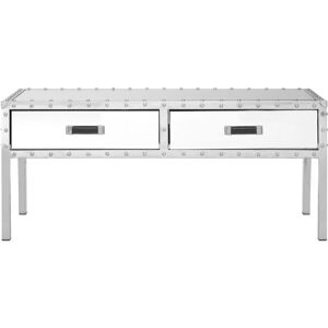 Premier Housewares Coffee Table 2 Drawers Center Tables For Living Room Stainless Steal Coffee Tables Glass White Storage Coffee Table W97 X D41 X H41