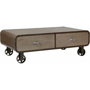 Premier Housewares Coffee Table For Living Room / Garden Low Outdoor Coffee Tables With Wheels mdf Wooden Finish Rivet Square Furniture With Storage Drawers 40 x 120 x