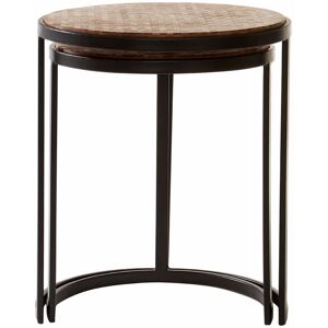 Premier Housewares Coffee Table Natural Wood Modern Nest Of Tables Small Round Tables Round Coffee Table Set of 2 Round Bedside Table w48 x d48 x h56 - Premier
