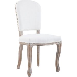 Premier Housewares Cream Dining Chair/ Antique Finish Legs Chairs For Bedroom Light Upholstery Vintage Design With Padded Detail For Living Room / Dining Room 53 x 98 x