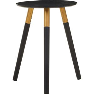 Gold Table Round Side Tables End Tables Living Room Black Oak Side Tables Living Room Veneer Tables Side Table w40 x d40 x h55cm - Premier Housewares