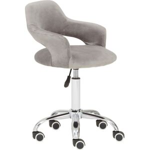 Premier Housewares - Grey Velvet Home Office Chair with Curved Back