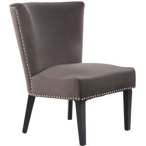 Premier Housewares Mink Dining Chair/ Dark Antique Rubber Wood Legs Chairs For Bedroom Velvet Upholstery Winged Back With Padded Detail For Living Room / Dining Room 75