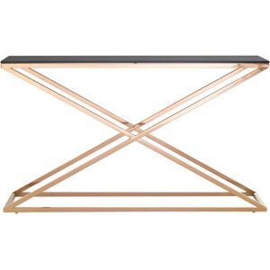 Slim Table Gold Frame Long Console Table Metal Console Table Narrow Console Tables for Hallway Console Table Black Criss Cross - Premier Housewares