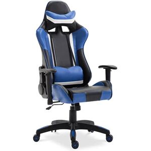 PRIVATEFLOOR Office Chair with Armrests - Desk Chair with Castors - Gamer - Guy Blue Vegan leather, Stainless Steel, Nylon - Blue