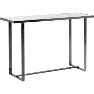 BELIANI Rectangular Console Table Marble Effect White Top Silver Metal Legs Glam Plano - White
