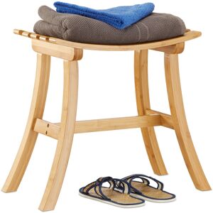 Relaxdays Bamboo Stool, Elegantly Curved Footstool, Wooden Chair, HxWxD: 48 x 56 x 28.5 cm, Natural