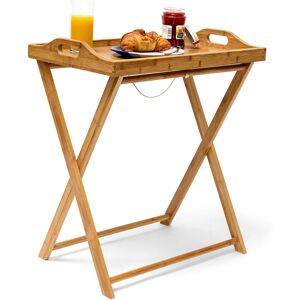 Bamboo tray table, foldable, wooden tray with handles, tray table for breakfast or serving food, natural - Relaxdays