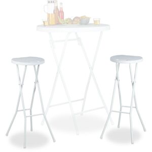 Bastian Folding Bar Stools Set of 2, Waterproof, 80 cm Tall, Breakfast Chair Double Pack, Plastic, Counter Seat, White - Relaxdays