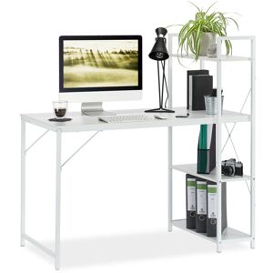 Desk, Combi With 4 Shelves, For Bedroom Or Office, hwd: 121 x 120 x 62 cm, White - Relaxdays