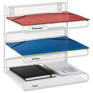 Relaxdays - Document Tray, 3 Compartments, Wall Mountable, Office, h x w x d: 32 x 33 x 24.5 cm, Mesh Style, Metal, White