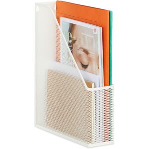 Relaxdays File Organiser, Standing, Mesh Design, Office & Home, H x W x D: 31.5 x 7 x 25 cm, Metal, White