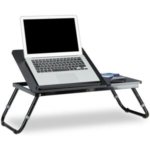 Laptop Tray, Portable, HxWxD: 40 x 75 x 35 cm, Bed Table, Reading Stand, Foldable, Adjustable Height, Black - Relaxdays