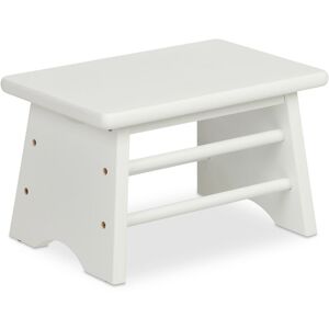 Footstool Bamboo, up to 100 kg, Stable Step Stool, HxWxD: 20 x 33 x 21.5 cm, Children's Bathroom Stand, White - Relaxdays