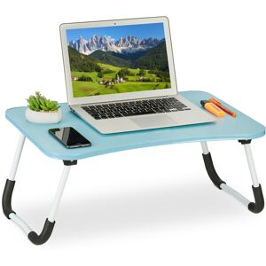 Lap Desk, for Bed & Sofa, Folding Laptop Tray, hwd: 26 x 63 x 40 cm, mdf & Iron, Notebook Table, Light Blue - Relaxdays