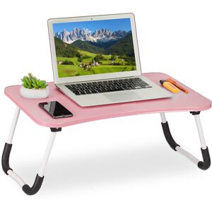 Lap Desk, for Bed & Sofa, Folding Laptop Tray, hwd: 26 x 63 x 40 cm, mdf & Iron, Notebook Table, Pink - Relaxdays