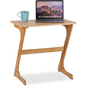 Laptop Table Bamboo, HxWxD: 60x60x40 cm, Side Desk Notebook & Tablet, Coffee Stand Bed & Sofa, Natural Wood - Relaxdays