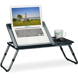 Laptop Table for Bed, HxWxD 42x75x34.5 cm, Reading Flap & Shelf, Folding, Height Adjustable, Black - Relaxdays