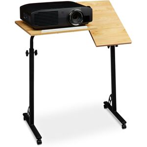 Laptop Table, Large, Height Adjustable, 110 x 80 x 50 cm, Mobile Podium w/ Wheels, Lecturn, Yellow - Relaxdays