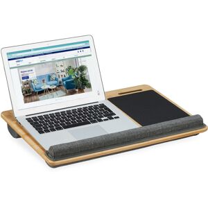 Relaxdays - Laptop Tray, Bamboo, Wrist Support, Mobile, 2 Holders, Protect, Cushion, HxWxD 7 x 55 x 36, Mini Desk, Natural