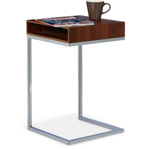 Side Table Size: 61 x 37 x 38 cm Space for Legs & Practical Storage Compartment Laptop Table, Natrual Brown - Relaxdays