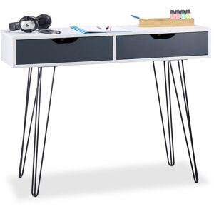 White Office Desk with Drawers, Modern Design, Workstation, HxWxD: 76 x 100 x 40 cm - Relaxdays