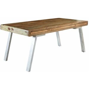 VERTYFURNITURE Retro Wood & Metal Large Dining Table - Two-Tone