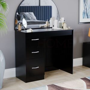 HOME DISCOUNT Riano Dressing Table 3 Drawer Makeup Vanity Computer Desk, Black