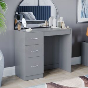 Home Discount - Riano Dressing Table 3 Drawer Makeup Vanity Computer Desk, Grey