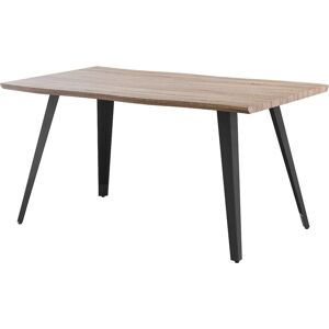 LIFE INTERIORS Rocco Lux Single Dining Table, Solid Metal Legs and Wood Top, Light Walnut - light walnut
