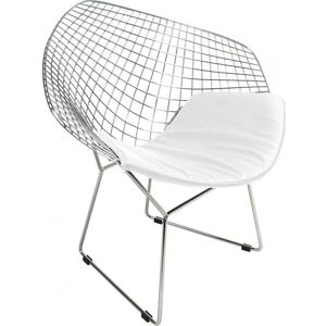 PRIVATEFLOOR Rock Chair White Imitation Leather, Stainless Steel, Metal - White