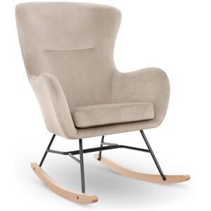 FROMM & STARCK Rocking Chair Cushioned Rocking Chair Rocking Armchair Upholstered Velvet Grey