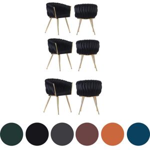 Life Interiors - Set of 1/2/4/6 Roma Knot Velvet Upholstered Dining Chair Set of 6 - Black - Black