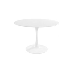 PRIVATEFLOOR Round Dining Table - 120 cm - Tulip White pp, Fiberglass, Metal - White