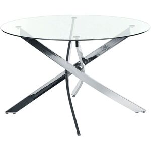 BELIANI Round Glamour Dining Table ⌀120 cm Tempered Glass Top Silver Accent Legs Maramo - Silver