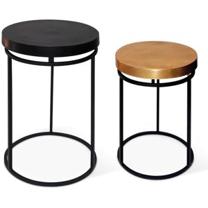 EDOUARD ROUSSEAU 2 Piece Side Table Set Cameo Metal Black and Gold Rousseau - Black