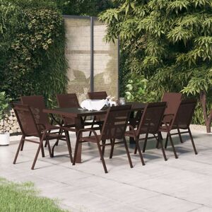 9 Piece Garden Dining Set Brown and Black - Royalton