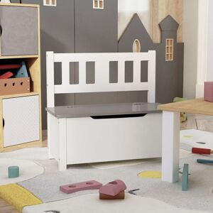 BERKFIELD HOME Royalton Children Storage Bench White and Grey 60x30x55 cm mdf