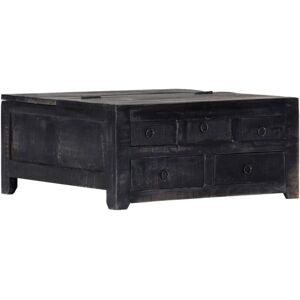 Coffee Table Black 65x65x30 cm Solid Mango Wood - Royalton