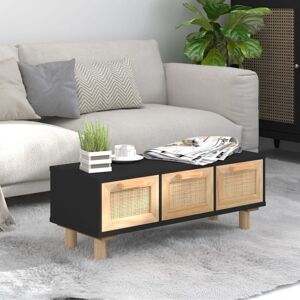 Coffee Table Black 80x40x30 cm Engineered Wood&Solid Wood Pine - Royalton