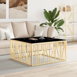 Coffee Table Gold 100x100x50 cm Stainless Steel and Glass - Royalton