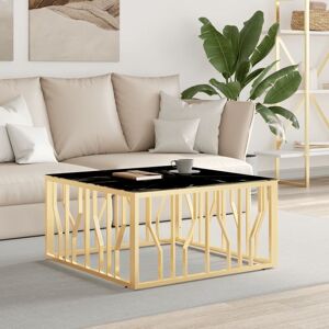 Coffee Table Gold 80x80x40 cm Stainless Steel and Glass - Royalton