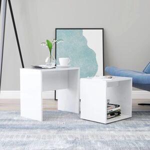 Royalton - Coffee Table Set High Gloss White 48x30x45 cm Engineered Wood