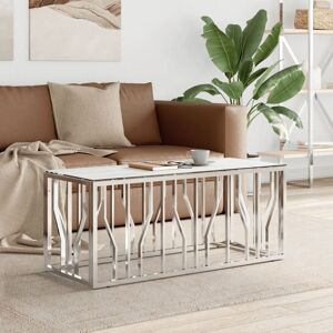 Coffee Table Silver 110x45x45 cm Stainless Steel and Glass - Royalton